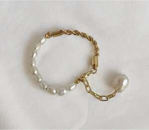 NEW baroque pearl twist chain bracelet jewelry B22A
